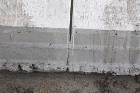 expansion joint construction of a cement road. washed concrete technology