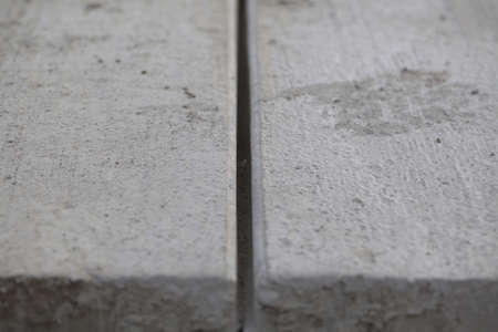 expansion joint construction of a cement road. washed concrete technologyの写真素材