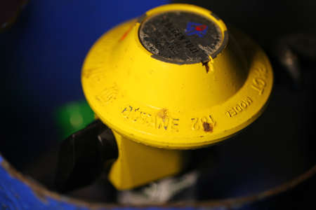 blue colored refillable gas cylinder for cooking. brand liter gas. Sri Lanka, Colombo, 2020のeditorial素材