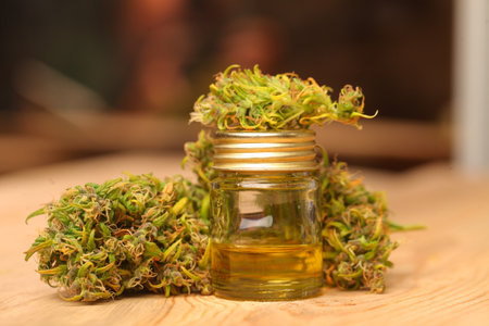 Medical marijuana. cannabis indica. cbd oil. hemp budsの写真素材