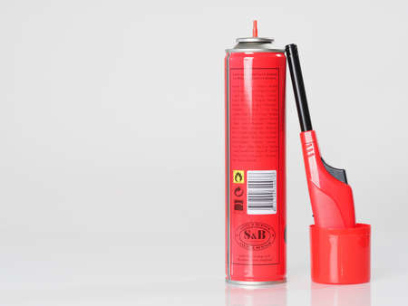 universal butane gas cylinder for lighter. Belarus Minsk 2021のeditorial素材