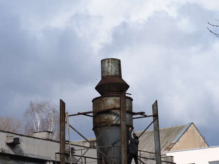 Belarus, Minsk, 2021, construction site modern concrete building. formwork on the walls.のeditorial素材