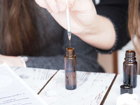 Belarus, Minsk, 2021. therapeutic grade essential oils at a health lectureのeditorial素材