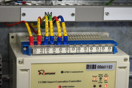 Belarus, Minsk, 2021. industrial electric box for street lighting