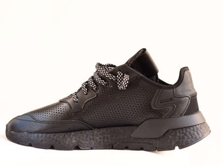 Adidas black leather sneakers for menのeditorial素材