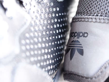 Adidas black leather sneakers for menのeditorial素材