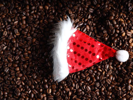 Santa hat red.grain black coffeeの写真素材
