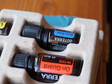 Belarus, Minsk, 2021. therapeutic grade essential oils at a health lectureのeditorial素材