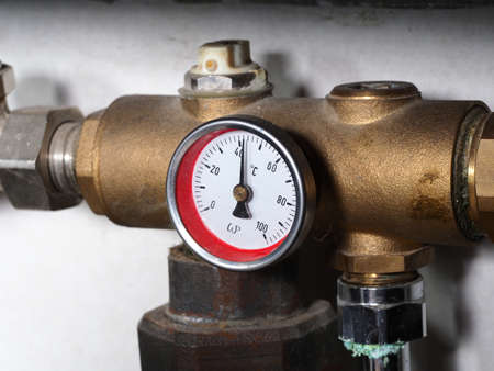 belarus, minsk, 2021.pipes and equipment of the heating system homeのeditorial素材