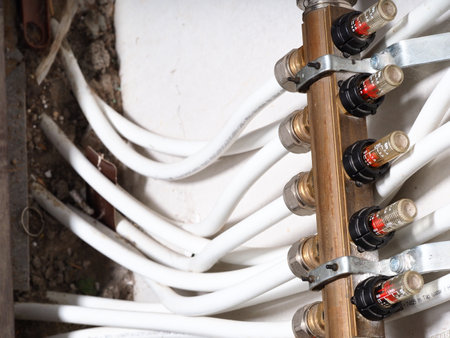 belarus, minsk, 2021.pipes and equipment of the heating system homeのeditorial素材