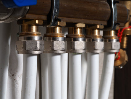 belarus, minsk, 2021.pipes and equipment of the heating system homeのeditorial素材