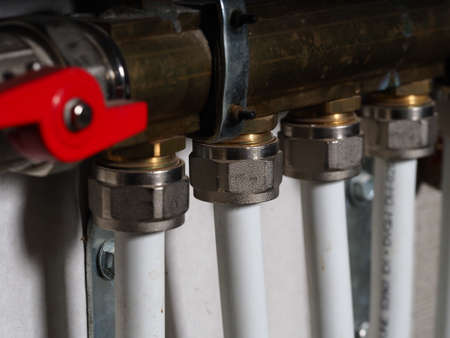 belarus, minsk, 2021.pipes and equipment of the heating system homeのeditorial素材