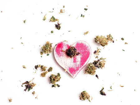 medical cannabis heart symbol of health and loveの写真素材