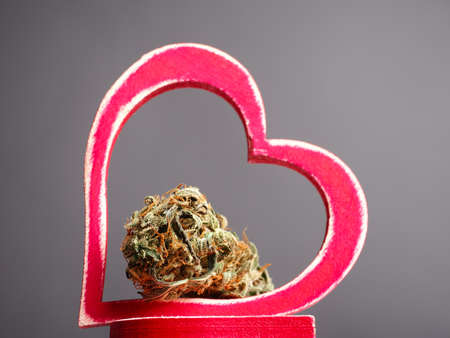 medical cannabis heart symbol of health and loveの写真素材