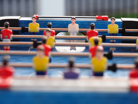 foosball table soccer .sport teame football playersの写真素材