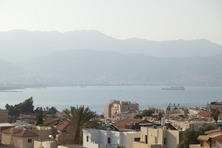View of the city from the seaの写真素材
