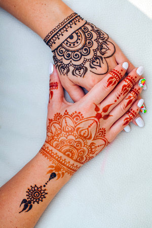 henna drawing mehendi artwork Indian cultureの写真素材