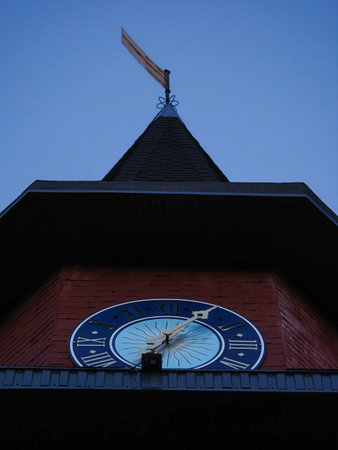 Clock on the roof of a building in the city of Seoul, South Korea