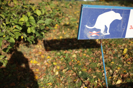 Panther warning sign in a park in the autumn season.の写真素材