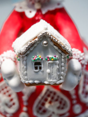 Gingerbread house on a white background. Close-up.の写真素材