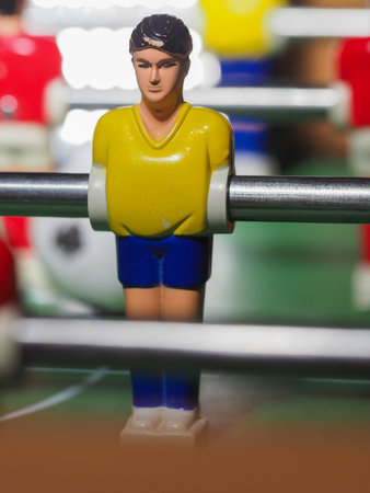 figures toy player foosball close up