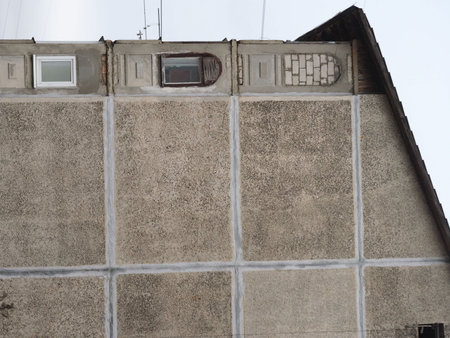 the wall of the house brick and concreteの写真素材