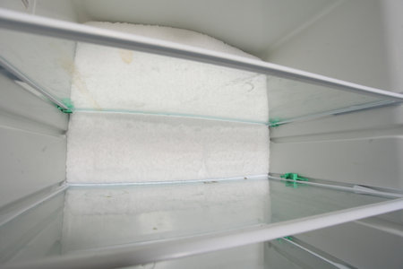 Ice has frozen inside the home refrigeratorの写真素材