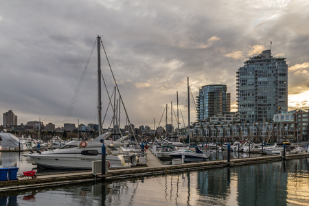 Beautiful view in downtown of Vancouver, Canada, towers and buildings.