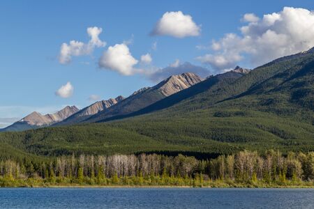 Beautiful Lake Vermilion in the mountains of Banff National Park. Mountains and lakes. The Canadian province of Alberta. Concept of active tourism and ecotourismの写真素材