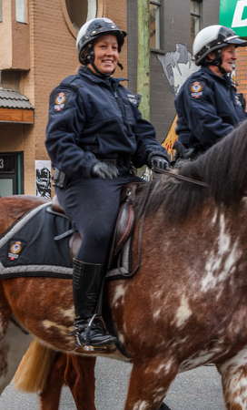 VANCOUVER, CANADA - February 2, 2014: Vancouver Police Department Mounted police officers at Chinese New Year paradeのeditorial素材