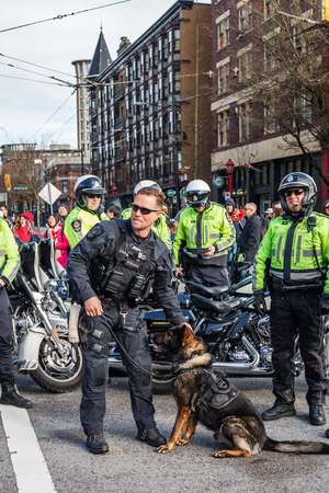 VANCOUVER, CANADA - February 18, 2018: Vancouver Police Department dog at Chinese New Year paradeのeditorial素材
