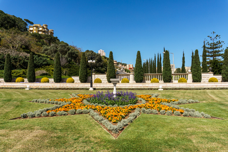 HAIFA, ISRAEL-MARCH 25, 2018: The Terraces of the Bahai Faith gren park at spring timeのeditorial素材