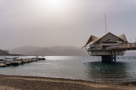 EILAT, ISRAEL - March 28, 2018: Diving center Custo Club at a coast near Eilat, Israelのeditorial素材