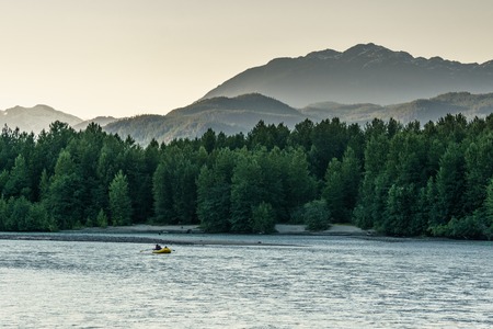 Beautiful landscape with Squamish river and Mountains in British Columbia Canadaの写真素材