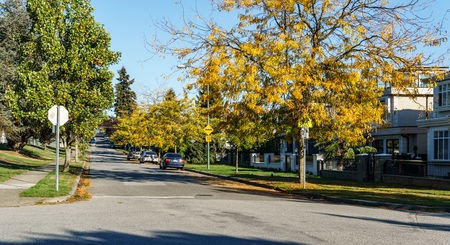 VANCOUVER, CANADA - September 25, 2018: street in a residential neighborhood on a autumn dayのeditorial素材