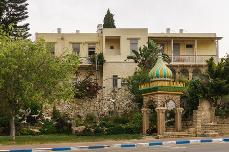 ACRE, ISRAEL - April 3, 2018: interesting and unique sculptures on street city of Acre in residential area.のeditorial素材