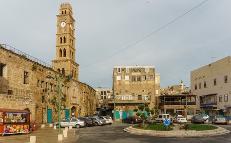ACRE, ISRAEL - April 3, 2018: Clock tower in the old city of Akko Israel.のeditorial素材