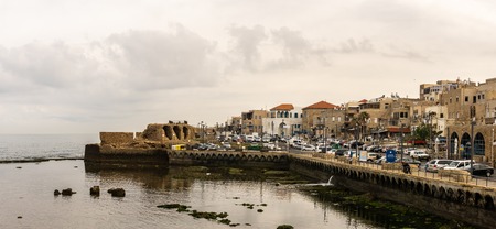 ACRE, ISRAEL - April 3, 2018: seafront view in Acre city center Israel.のeditorial素材