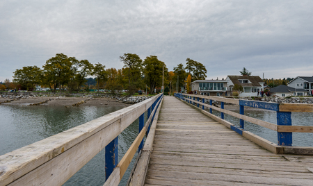 SURREY, CANADA - October 27, 2018: Crescent Beach Pier Blackie Spit park area at Boundary bayのeditorial素材