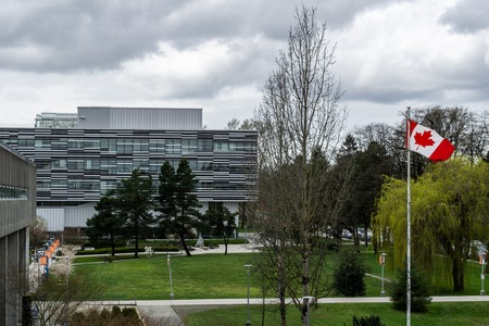 VANCOUVER, CANADA - April 14, 2018: Langara College building spring time in april.のeditorial素材