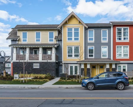 DELTA, CANADA - February 24, 2019 : street view of fishing village Ladter small town suburb of Vancouverのeditorial素材