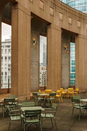 VANCOUVER, CANADA - October 5, 2018: rest zone in the central library with concrete columns...