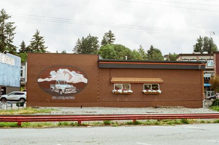ABBOTSFORD, CANADA - JULY 06, 2019: street view of small town at sunny dayのeditorial素材