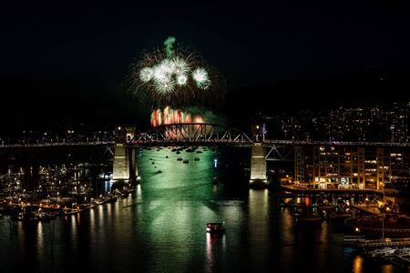 VANCOUVER, CANADA - AUGUST 3, 2019: Honda Celebration of Light Croatia team perform fireworks in...