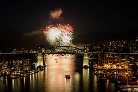 VANCOUVER, CANADA - AUGUST 3, 2019: Honda Celebration of Light Croatia team perform fireworks in Vancouverのeditorial素材