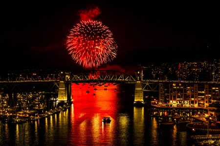 VANCOUVER, CANADA - AUGUST 3, 2019: Honda Celebration of Light Croatia team perform fireworks in Vancouverのeditorial素材
