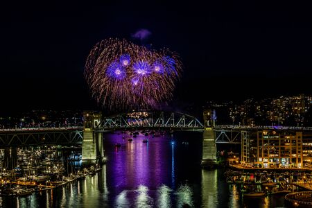 VANCOUVER, CANADA - AUGUST 3, 2019: Honda Celebration of Light Croatia team perform fireworks in Vancouver.のeditorial素材
