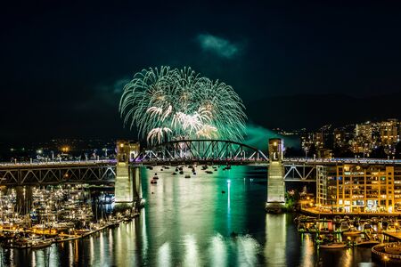 VANCOUVER, CANADA - AUGUST 3, 2019: Honda Celebration of Light Croatia team perform fireworks in Vancouver.のeditorial素材