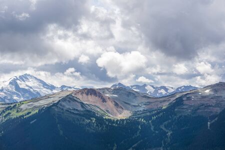 Bird view of the Whistler mountain in the morning from the top