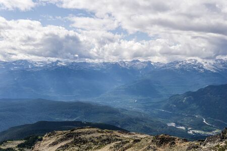 Bird view of the Whistler mountain in the morning from the top